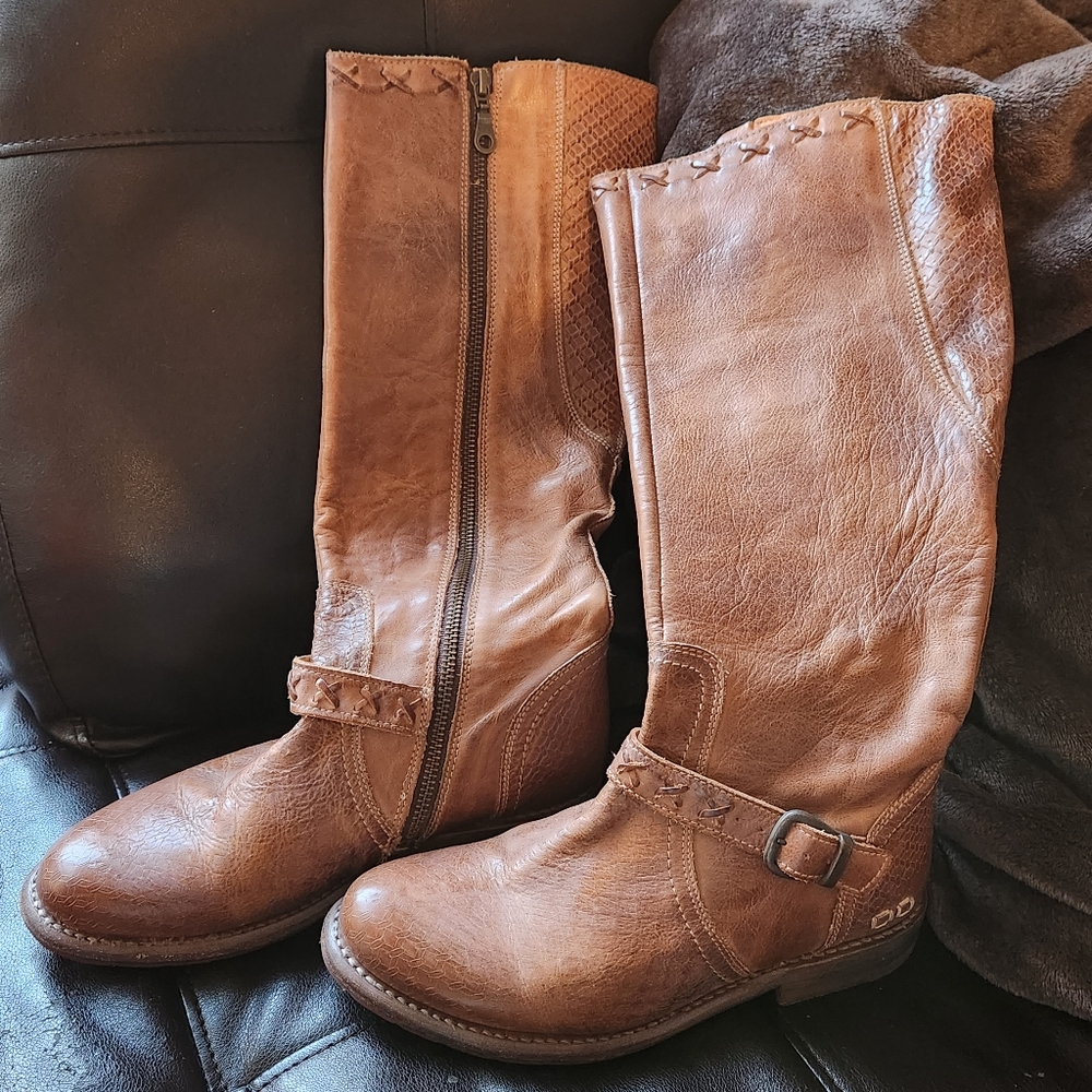 Like New Authentic Bed Stu ~ Glaye ~ Classic Leather Tall Riding Boho Wide Calf